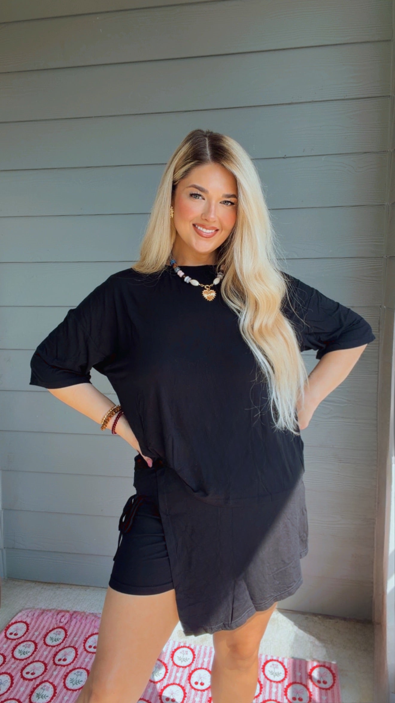 All black buttery soft lounge skort set
