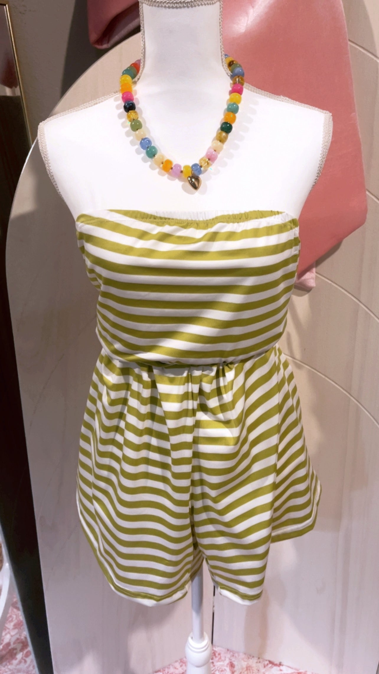 stripe romper in lime