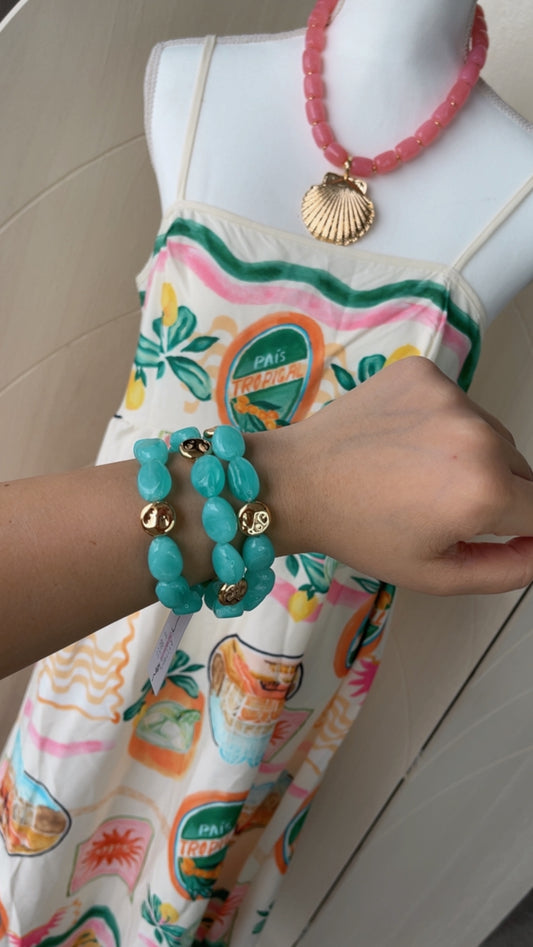 Emerald coast bracelets with gold detail
