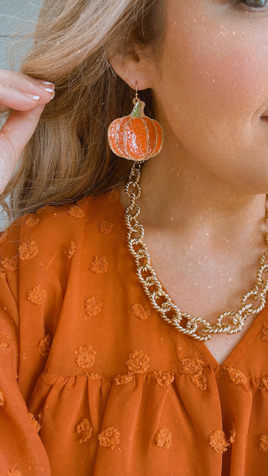 Cork pumpkin earrings