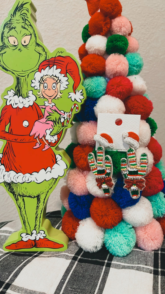 Cactus Christmas earrings