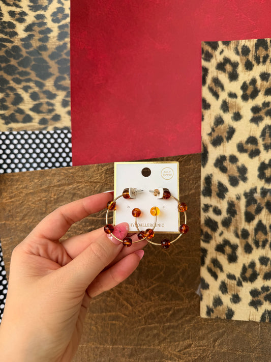 Tortoise shell hoop earrings