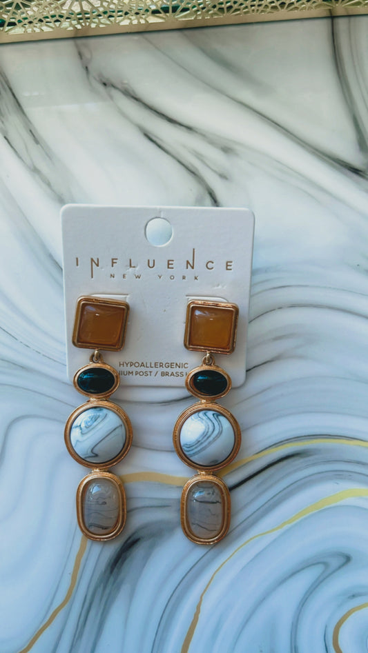 Marble elements earrings