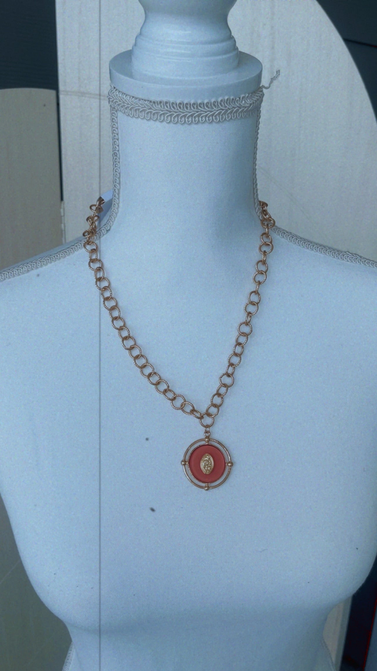 Pink lotus stacker necklace