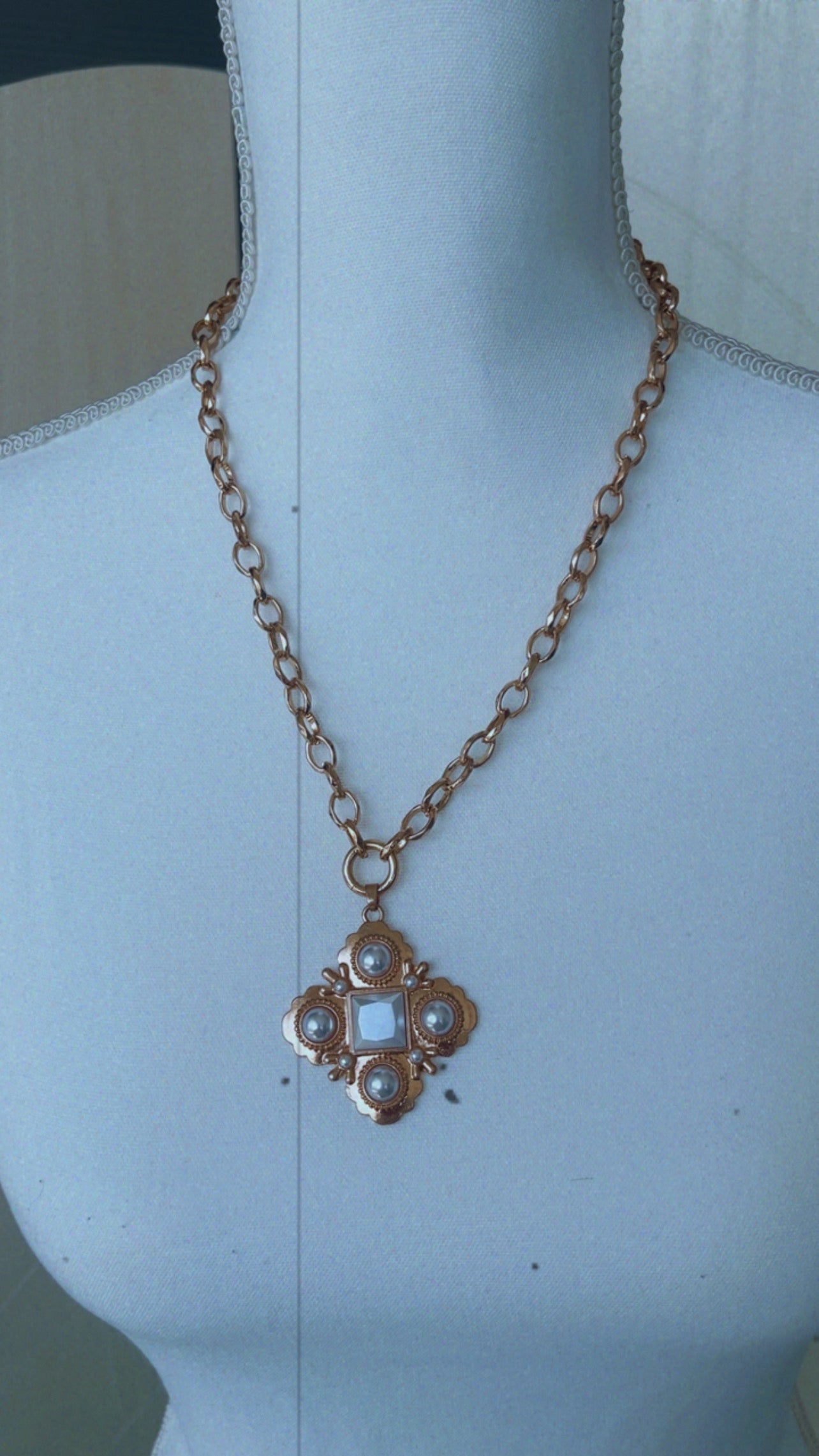 Cathedral stacker necklace with pearl detail PREORDER ONLY