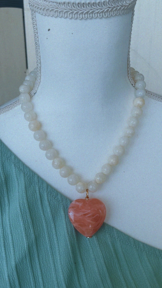 Acrylic chunky heart necklace