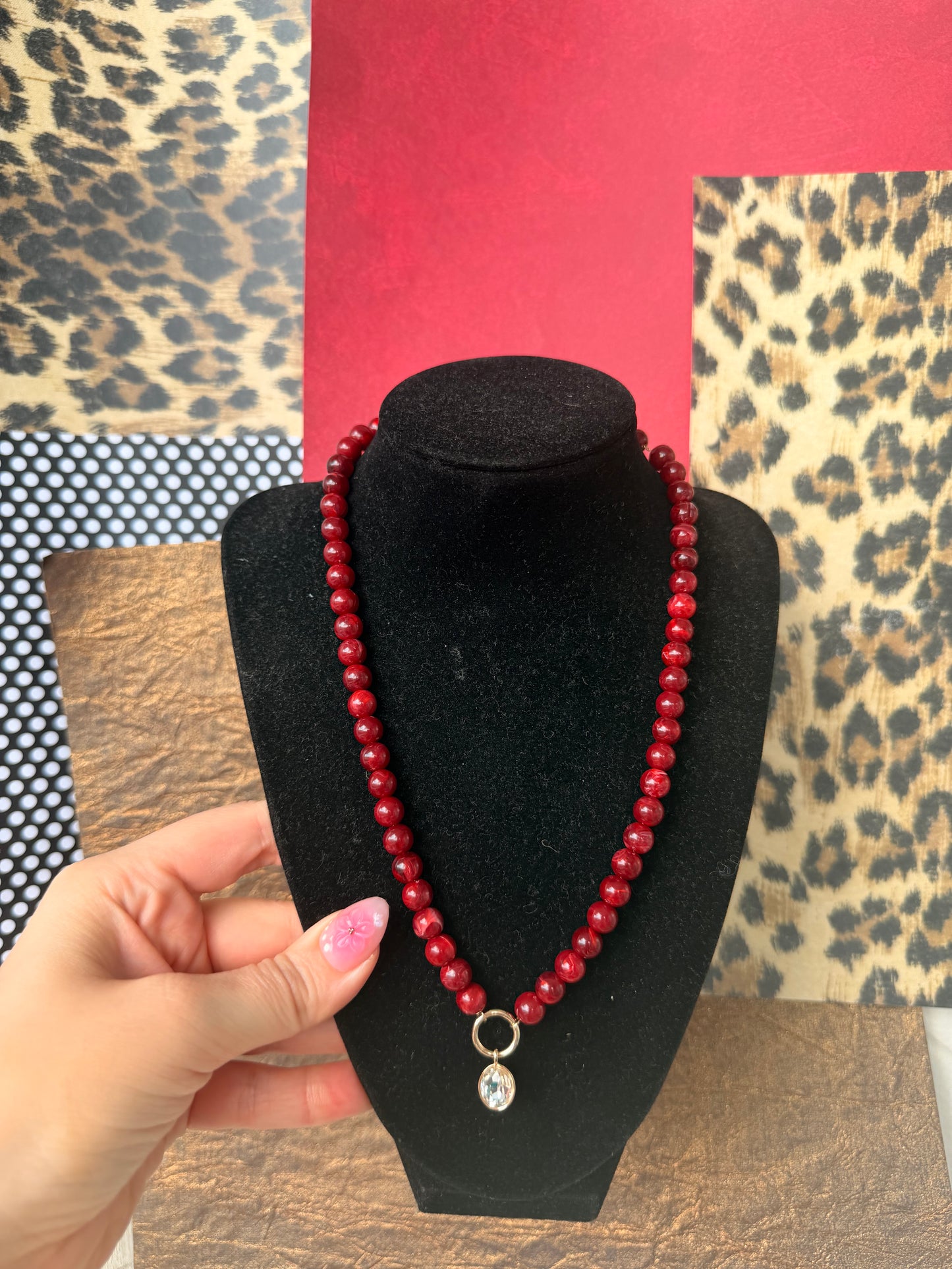fall vibes gem charm necklace