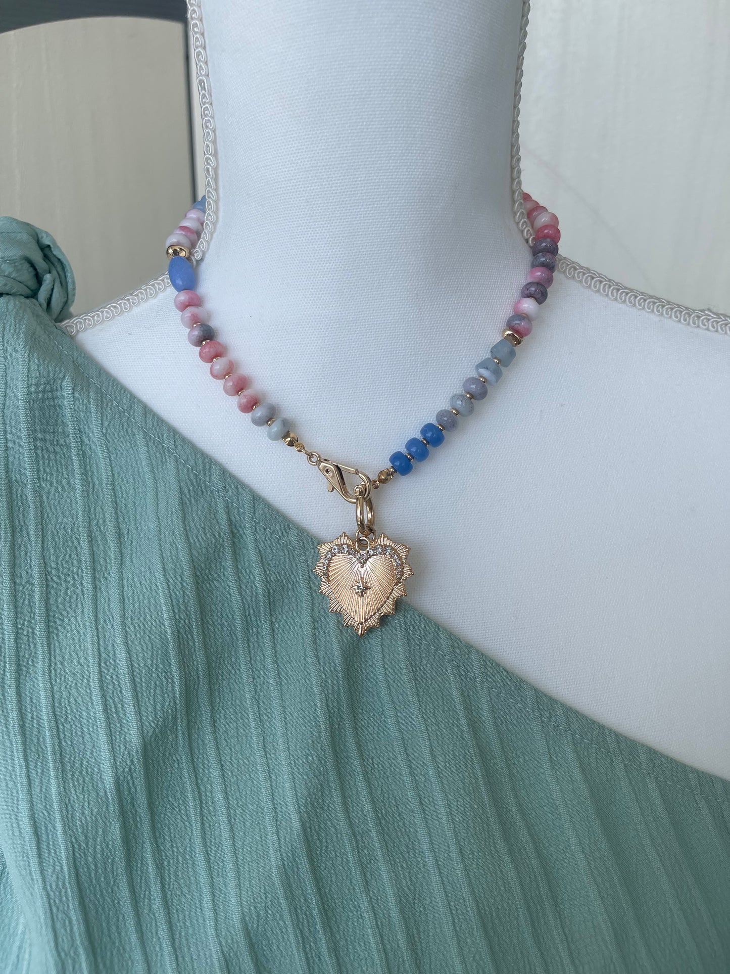 Pink/blue mix heart charm