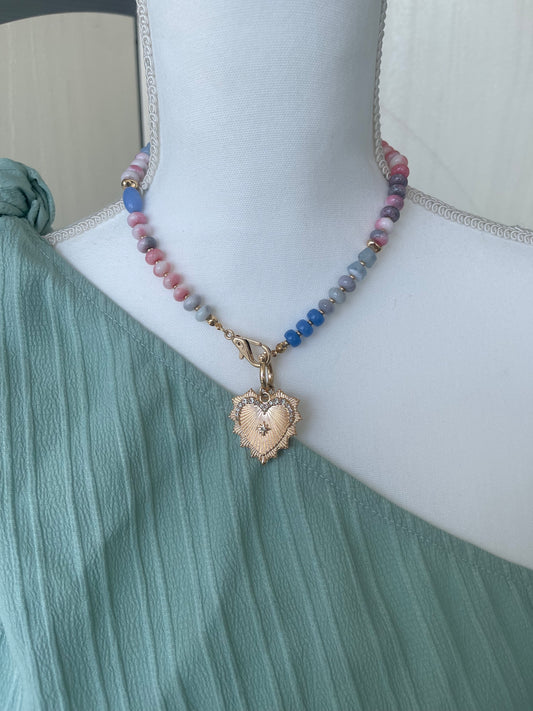 Pink/blue mix heart charm