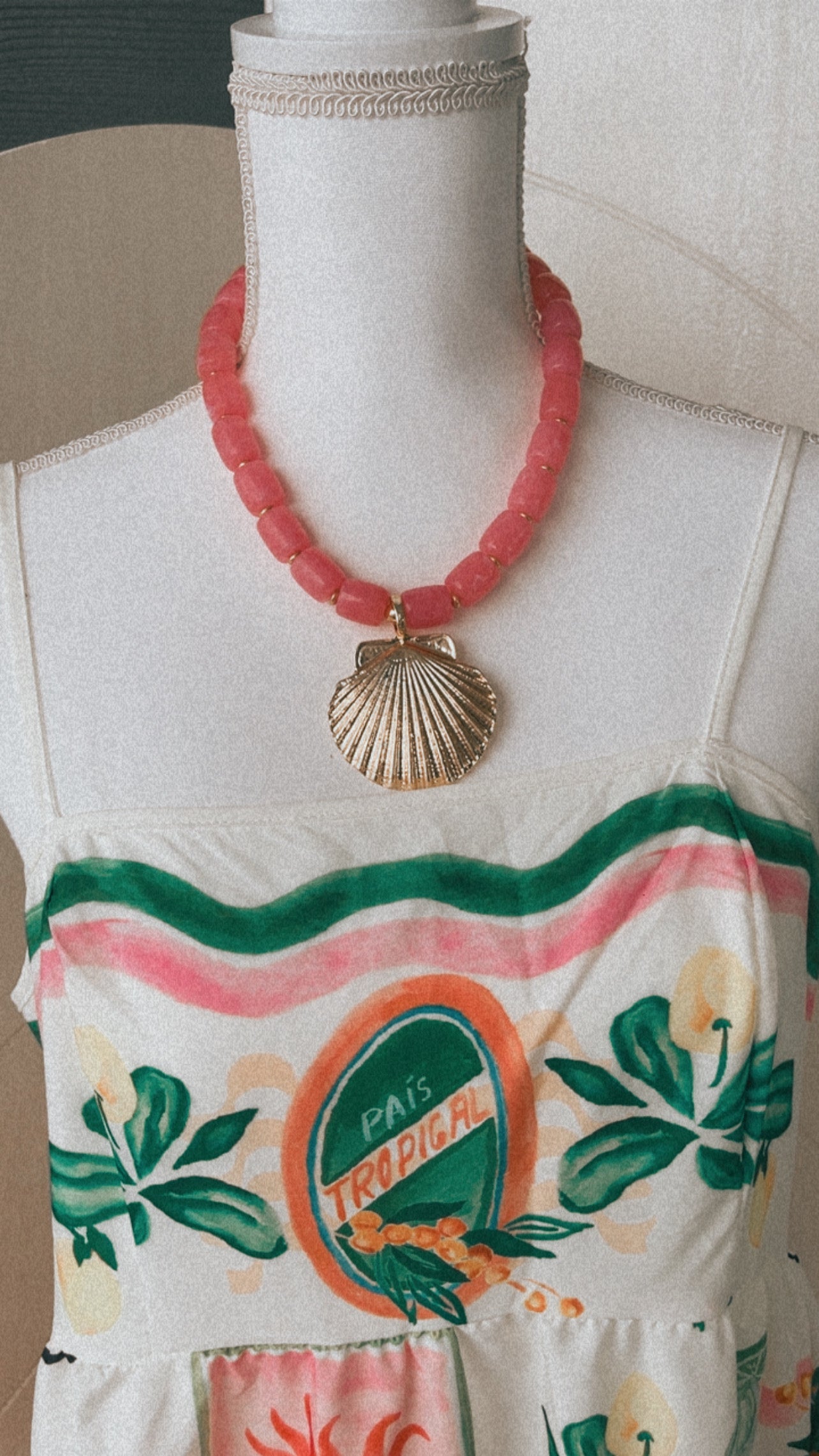 Pink sands chunky shell necklace