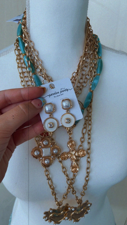 Cream & pearl statement earrings