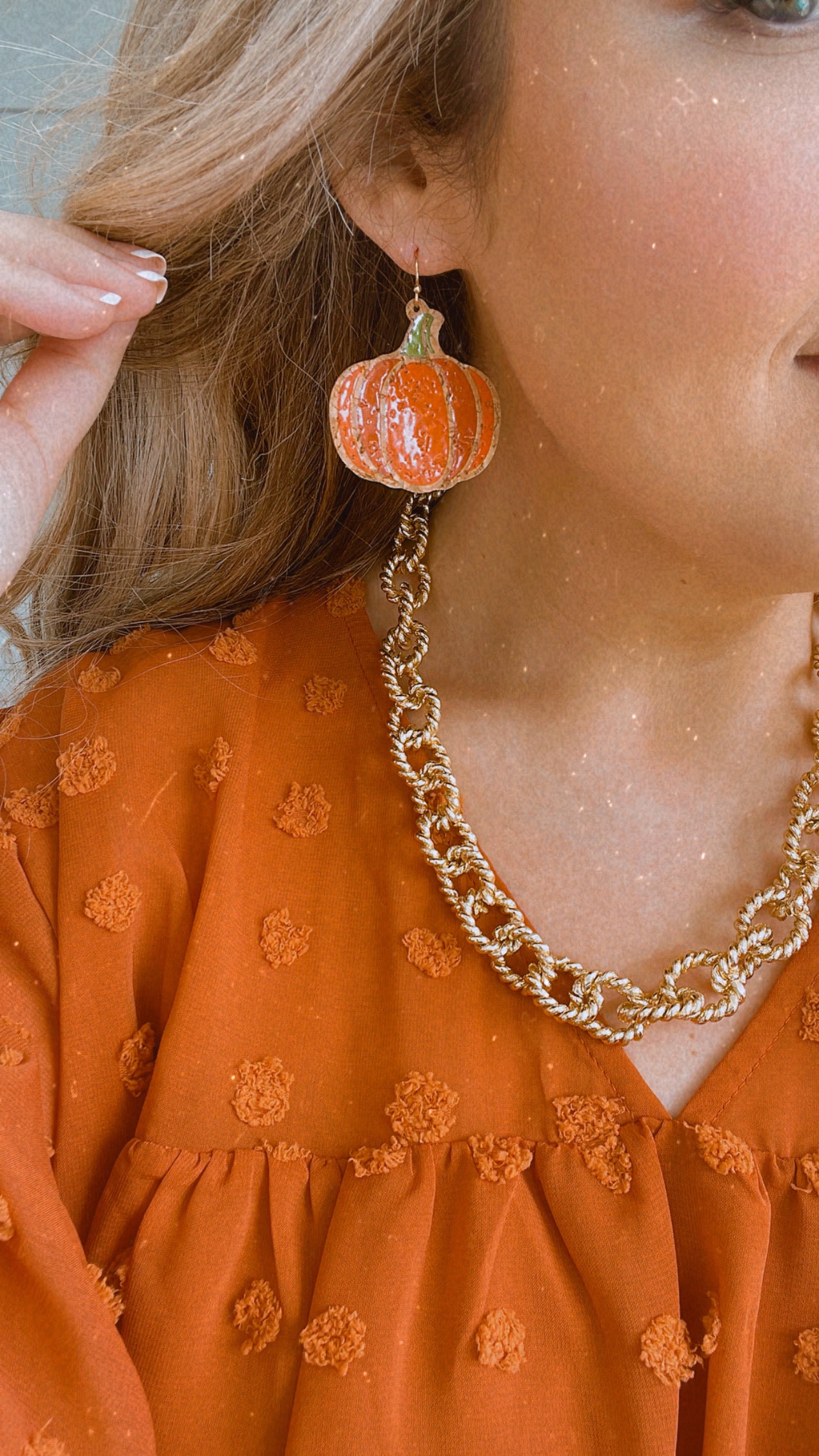 Cork pumpkin earrings